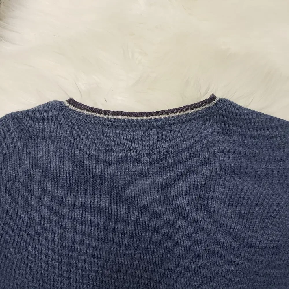 Black Brown 1826 Made in Italy 100% Merino Wool Argyle V-Neck Sweater Men XL - Picture 8 of 12